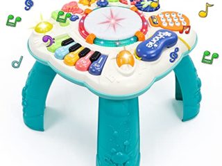 Fajiabao Mesa Actividades Bebe 6 en 1 - Juguetes Bebes 2 año Juguetes Niños Bebe Educativos Bebes Instrumentos Musicales con Sonidos y Luces Pascua Regalos para Niños Niñas 3 4 5 años