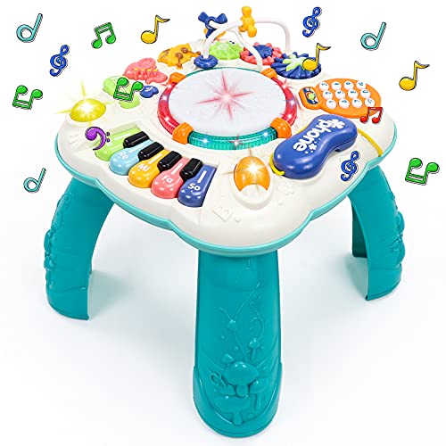 Fajiabao Mesa Actividades Bebe 6 en 1 - Juguetes Bebes 2 año Juguetes Niños Bebe Educativos Bebes Instrumentos Musicales con Sonidos y Luces Pascua Regalos para Niños Niñas 3 4 5 años
