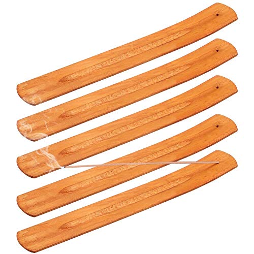 fanshiontide 5 Piezas Madera Quemador Incienso, Porta-Incienso de Madera, Quemador de Incienso, Decoracin Ambientador Aroma, Quemador Incienso del Tamaño 25 x 3.2cm con un Agujero de 2 mm