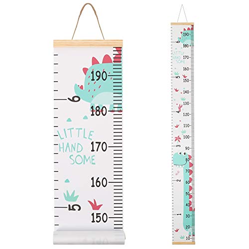 Fanshiontide Medidor altura Gráficos de Crecimiento para Colgar en la Pared, Tabla de Crecimiento, Regla para Niños y Niñas, Decoración de la Habitación Infantil, 20 x 200cm (Dinosaurio)