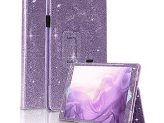 FANSONG Funda para iPad 10.2" 9ª Generación 2021 Brillantina Cuero iPad 8ª 7ª Generación (2020/2019) Protectora Carcasa con Soporte de Tres Pliegues Purpurina Auto Sueño/Estela para Niñas Chicas