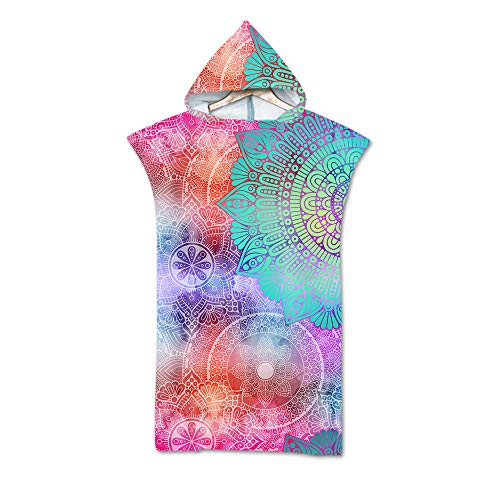 Fansu Bohemia Verano Playa Poncho Toalla con Adulto, Natación Surf Albornoz para Cambiarse de Ropa Playa Baño Nadar Microfibra Toalla de Albornoces (75 * 110cm,B)