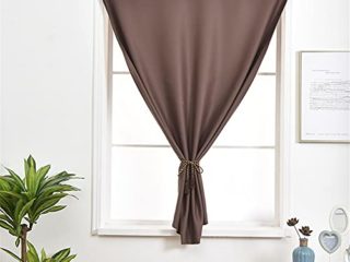 Fansu Cortinas Opacas, Cortina de Color sólido con Velcro, Sencillez Moderna Cortinas Térmica Opaca Protección UV Cortinas para Pequeñas Ventanas Salon Dormitorio (Marron Oscuro,100x130cm)