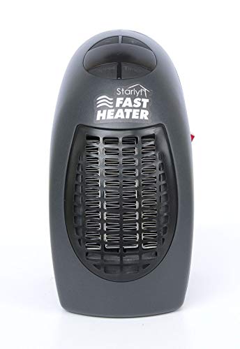 Fast Heater Visto en TV Calefactor Cerámico 400W Calentador Eléctrico, Portátil y Compacto con Termostato ajustable Para Oficina, Garaje, Baño - Color Negro