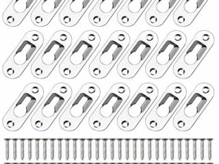 FAVENGO 30 Pcs Colgadores para Cuadros Soporte Empotrado Oculto Herrajes Metalico Soporte para Colgar Cuadros Pesados Placa Colgante de Ojo de Cerradura para Marcos Foto Espejo Cabeceros + 60 Tonillos