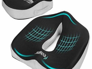 Feagar Cojin Coxis de Espuma Memoria Portátil，Cojines para sillas de Oficina de Espuma de Memoria, Coche, Sillas Gaming, Rueda, Funda Lavable, Negro
