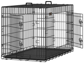 FEANDREA Jaula para Perros, Plegable, 122 x 74,5 x 80,5 cm, Negro PPD48H