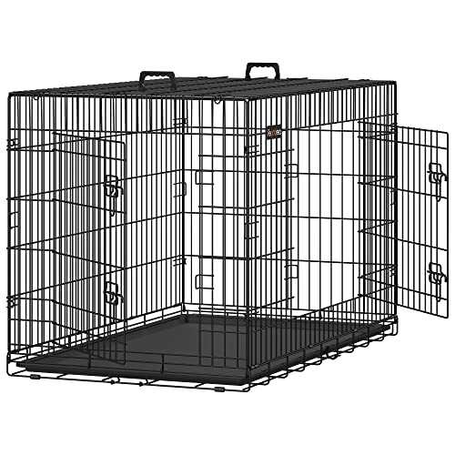 FEANDREA Jaula para Perros, Plegable, 122 x 74,5 x 80,5 cm, Negro PPD48H