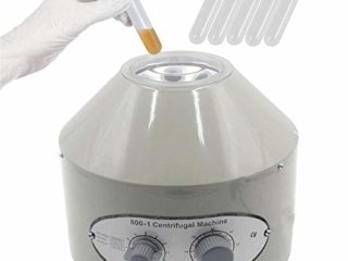 Febelle Centrífuga de Laboratorio de Escritorio Eléctrico Máquinas de Práctica de Velocidad Temporizador 0-60min Suero Aislado 0-4000 rpm con Tubo de Centrífuga 6pcs 20ml Enchufe EU.