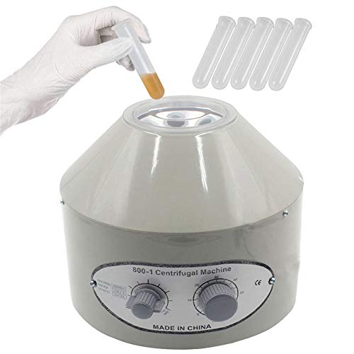 Febelle Centrífuga de Laboratorio de Escritorio Eléctrico Máquinas de Práctica de Velocidad Temporizador 0-60min Suero Aislado 0-4000 rpm con Tubo de Centrífuga 6pcs 20ml Enchufe EU.