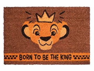 Felpudo Disney Rey León, Born to be the king - Felpudo entrada casa antideslizante 40 x 60 cm - Alfombra entrada casa exterior Rey León, Fabricado en fibra de coco - Productos con licencia oficial