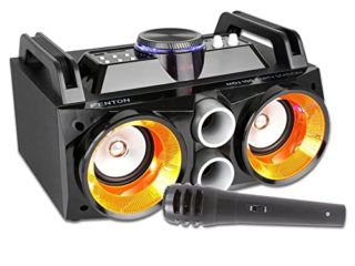Fenton MDJ100 Altavoz portátil inalámbrico Bluetooth para Fiestas de 100 vatios, con batería incorporada, micrófono, Altavoces iluminados, Pantalla LCD, Efecto de Eco, Reproductor MP3 USB/SD