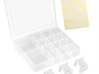 FEPITO 120 Piezas Plástico Blanco Conjunto de Bobinas de Seda Bordado Hilo Bobinas con Caja de Almacenamiento y 260 Piezas Adhesivas en Blanco