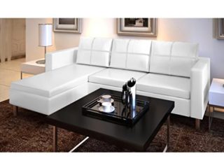 Festnight Sofa de Piel con 3 Asientos Blanco 188 x 122 x 77 cm