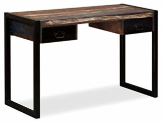Festnight Vintage Escritorio de Estilo Industrial Aparador Mesa de Consola Madera Maciza Reciclada con 2 Cajones 120x50x76cm