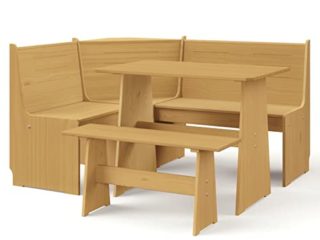 Festnjght 3 pzas Conjunto Jardin Exterior Muebles de Esquina para Balcón Mueble Esquinero Cocina Mesa y Sillas Terraza Madera Marrón Miel