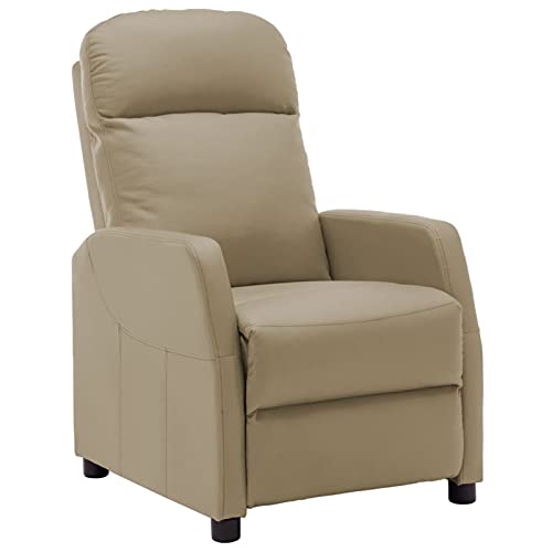 Festnjght Sillón Reclinable Eléctrico Tela Capuchino, Sillón Relax con Reposapiés, Sistema de Apertura Push, Compacto, Butaca Salón Reclinable