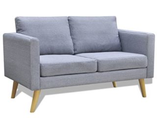 Festnjght Sofá de 2 Plazas Sofas de Salon de Tela Moderno para Salón Dormitorio 115x60x67 cm Gris Claro