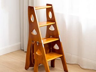 FGHUF Taburete Escalera Escalera Silla De Madera Plegable Multifunción Escalera Banqueta Taburete Estantería Escalón para Baño Hogar Decoración Cargable hasta 120 Kg