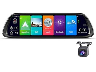 Fhdisfnsk 10 Pulgadas de Video para automóvil Pantalla Completa 4G Touch IPS Paquete Universal Car Dash CAM Espejo retrovisor con navegación GPS Bluetooth Música WiFi Android 8.1 Lente Dual