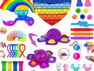 Fidget Toys, 34 Piezas Juguetes Antiestres puede Aliviar Eficazmente el Estrés del Estudio y el Trabajo, Fidget Toy Pack es Adecuado como Regalos para Niños, Juguetes Niños
