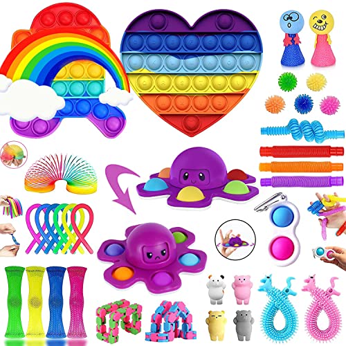 Fidget Toys, 34 Piezas Juguetes Antiestres puede Aliviar Eficazmente el Estrés del Estudio y el Trabajo, Fidget Toy Pack es Adecuado como Regalos para Niños, Juguetes Niños