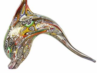 Figura de delfín de Murrine y oro original de cristal de Murano, diseño de animales