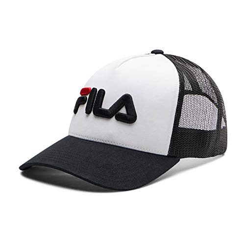 Fila Trucker Cap leniar Logo Gorra de bisbol, Negro y Blanco Brillante, Talla única Unisex Adulto
