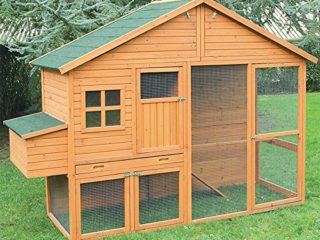 FINCA CASAREJO Gran Gallinero Colorado - Gallinero de Madera para 6-9 Gallinas - Incluye almacén, ponedero y Parque - Gallinero prefabricado Espacioso - 96 x 268 x 195 cm