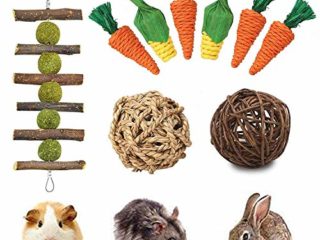 FINEVERNEK 9PCS Juguetes para Masticar Conejos, Juguete de Conejo, Pastel de Hierba Natural, Juguete de Masticar para Dientes de Molienda para Conejos, para Conejos, Chinchillas, Hámsters, Cobayas