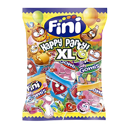 Fini Happy Party | Mix de Piruletas, Chicles y Gominolas | Surtido de Dulces, Caramelos de Goma, Caramelos Duro y Chicles | Golosinas y Chuches para Fiestas y Regalos - 500 gr