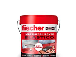fischer - Pintura impermeabilizante (cubo 5kg) Rojo con fibras, resistente al agua y exteriores