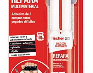 fischer SCLM - adhesivo bicomponente Repara Multimaterial, universal para casos difíciles pegamento epoxi transparente de fácil aplicación en multimateriales en espacios interiores y exteriores ,25ml