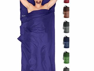 Fit-Flip Sábana Saco de Dormir Ultraligero, Forro de Saco de Dormir de Microfibra con Compartimiento de Almohada añadido, Sábana de Viaje Tambien como Forro de Saco de Dormir - Color: Azul