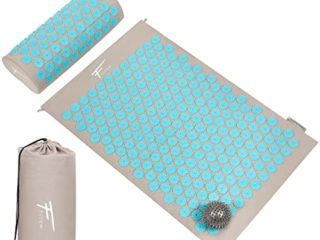 Fitem - Kit de acupresión para acupresión (incluye cojín + bolsa + bola de masaje, alivio del dolor de espalda y cuello - Relaxación muscular