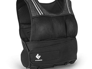 FitEngine Chaleco de pesas | Pesas extraíbles y ajustables individualmente con 16 pesos de hasta 10 kg, cierre de velcro | Para entrenamientos como footing, flexiones, dominadas, plank hold, lunges