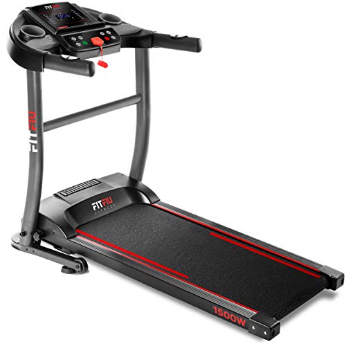 FITFIU Fitness MC-200 - Cinta de correr Plegable, velocidad ajustable hasta 14 km/h, Negro, potencia 1500 W, superficie de carrera 40 x 110 cm, pulsómetro, 12 programas entrenamiento, peso máx 90 kg