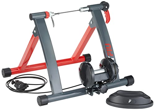 FITFIU Fitness ROB-10 - Rodillo Bicicleta plegable para entrenamiento indoor, con regulador de resistencia 6 niveles y soporte rueda, Rodillo bici compatible con ruedas de 26" a 29", Negro