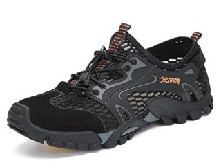 Flarut Sandalias Deportivas Trekking Hombres Verano Pescador Playa Zapatos Casuales Transpirable Zapatilla de Senderismo Deportes Montaña y Asfalto Zapatos para Correr Malla(Negro,43)