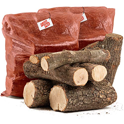 FlashPrix Leña Encina Seca Ecológica Cortada en Troncos Medianos para Barbacoa, Chimenea, Caldera y Estufa, 24Kg