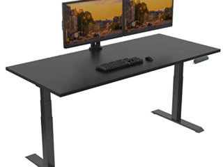 FLEXISPOT E6 Escritorio de Pie con Tablero(Negro,160×80cm) Standing Desk Mesa Elevable Ordenador Gaming Oficina Frame Eléctrico Ajustable en Altura con Tecla de 3 Opciones Memoria, 2 Motores, 3Etapas