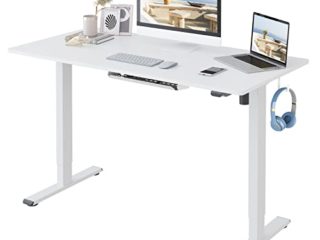 FLEXISPOT EG1 Escritorio de Pie con Tablero Entero(Blanco, 100X60x1.6cm), Standing Desk, Escritorio Eléctrico Ordenador Mesa Gaming Ajustable en Altura con Tecla de 2 Opciones Automática Inteligente