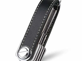 flintronic Organizador de llaves | Llavero de Cuero Genuino | Titular de la llave de Bolsillo Inteligente Con un Elegante Estuche Para Regalo (Sostiene Entre 7 y 9 Teclas Múltiples) - Negro
