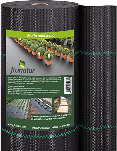 flonatur Malla antihierba 105gr. Rollo 1x50m, Malla geotextil, contra maleza y Malas Hierbas, Estable a Rayos UV y Permeable (1x50m 105grs)
