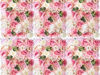 Flores Panel Pared Artificiales Flores - 6Piezas Rosa Decoración Pared Flores 40 X 60cm Pared Rosas Seda Fondo Sintéticas Telón Fondo Floral Boda Fiesta Guardería Habitación Decoración Hogar