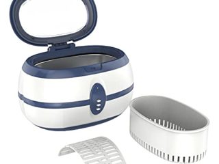 FLOUREON - Limpiador por ultrasonido (600 ml, con soporte para relojes y cesta de limpieza)