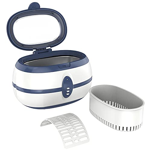 FLOUREON - Limpiador por ultrasonido (600 ml, con soporte para relojes y cesta de limpieza)