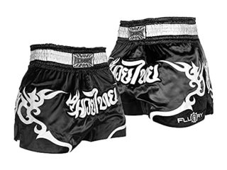 FLUORY Pantalones cortos de lucha de Muay Thai, pantalones cortos de MMA, ropa de entrenamiento de jaula de lucha contra las artes marciales de kickboxing - - Large