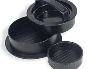 Flybiz Prensa 3-en-1 para Hacer Hamburguesas Rellenas con 60 Papeles Encerados, Molde Para Hamburguesas Press Prensador Slider y Herramienta de Barbacoa Parrilla y Cocina Gourmet