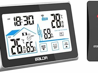 FLYLAND Estación meteorológica inalámbrica, estación de pronóstico de termómetro Digital Interno y Externo, Monitor de Humedad de Temperatura doméstica, Sensor Digital Remoto para higrómetro de Mesa